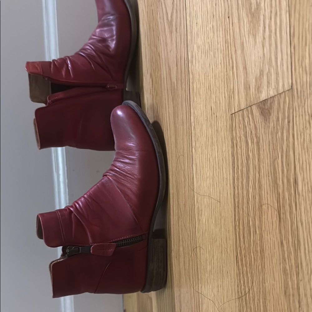 Miz Mooz Red Ankle Booties with Chunky Heel